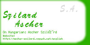 szilard ascher business card